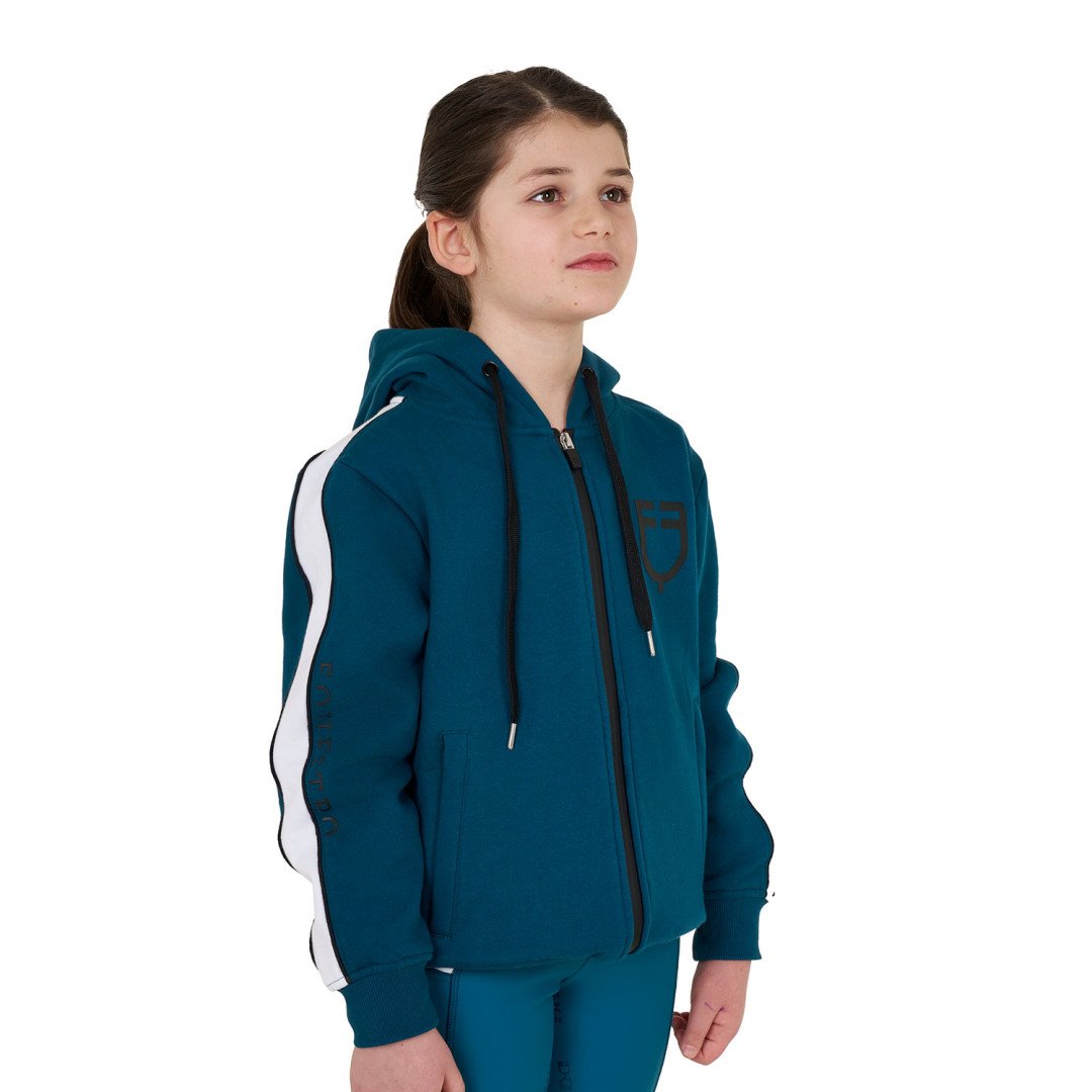 Equitime Selleria Online  Felpa bambina in cotone con cappuccio e zip frontale 75,41 €