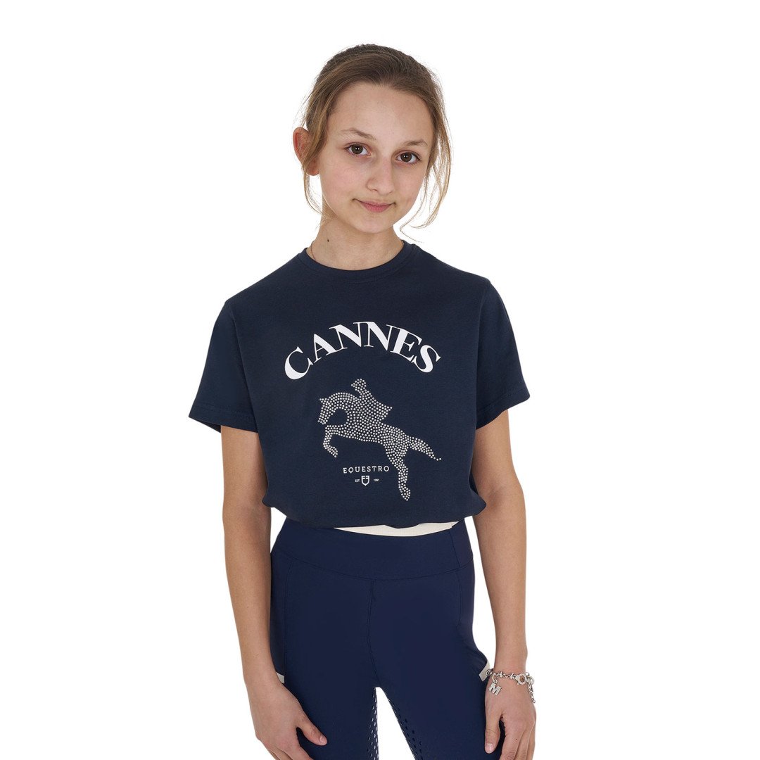 T-shirt bambina Cannes in cotone con strass