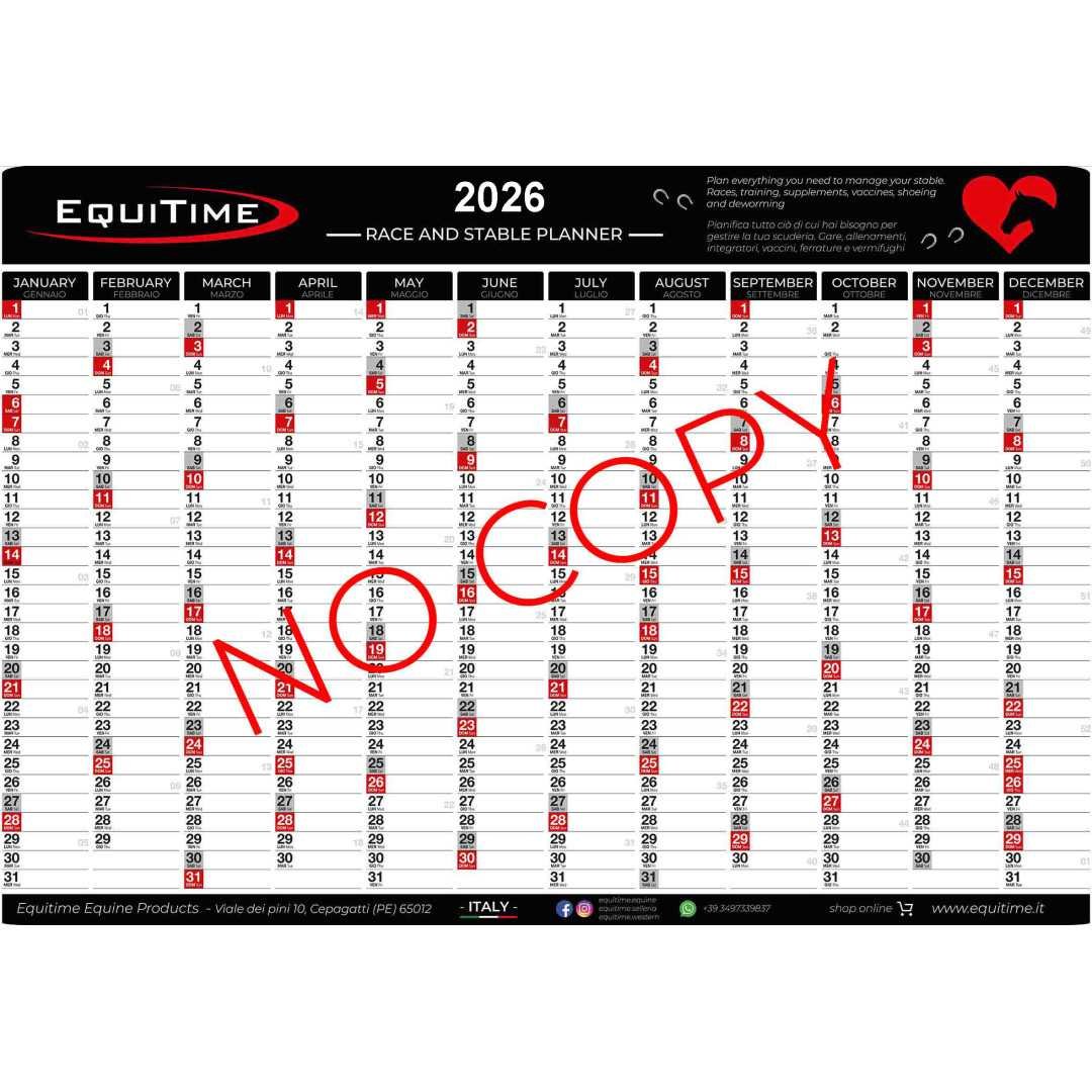 Accessoires Endurance CALENDRIER DES COURSES ET PLANIFICATEUR D'ÉQUIPE EQUITIME 2026 7,37&nbsp;€