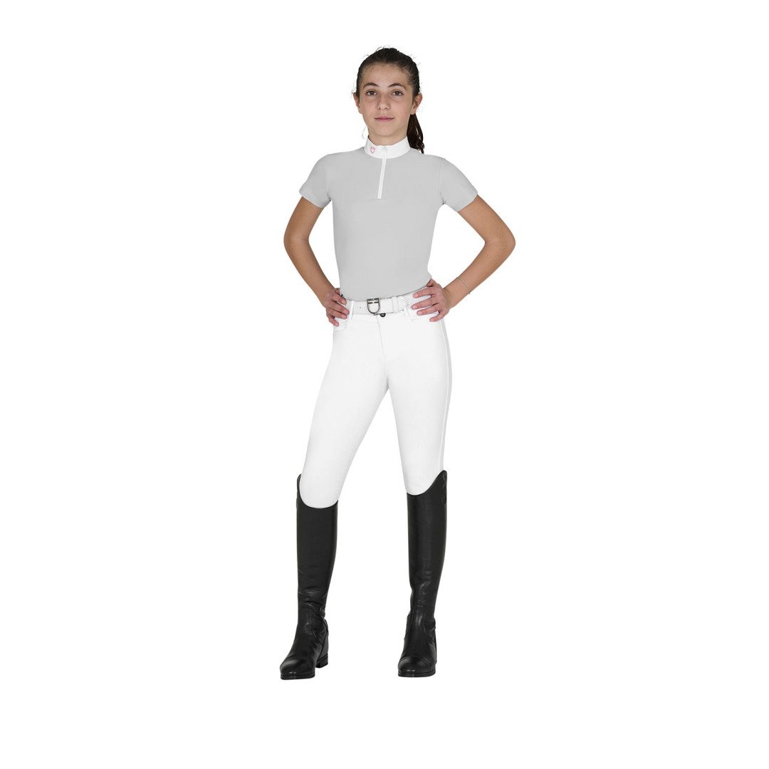 Mädchen-Poloshirt mit kurzen Ärmeln und Reißverschluss, Modell Lusineh