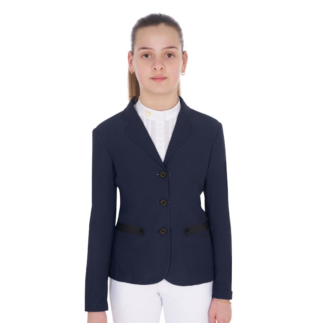 Girls' three-button perforated competition jacket