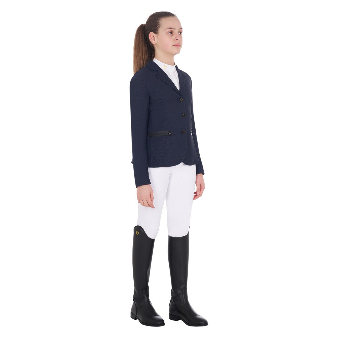 Girls' three-button perforated competition jacket