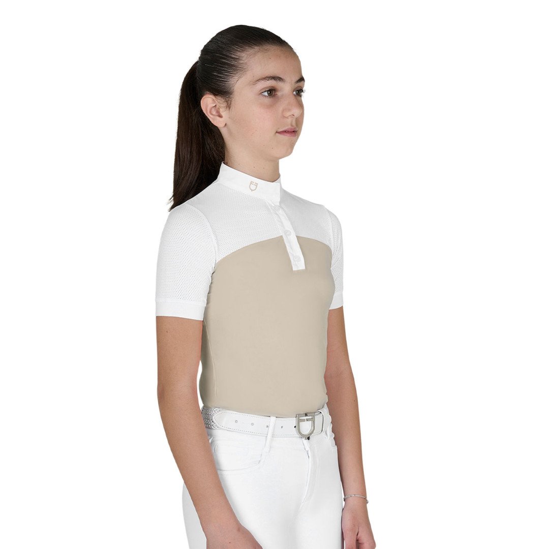 Polo de compétition pour filles, fit slim en tissu perforé