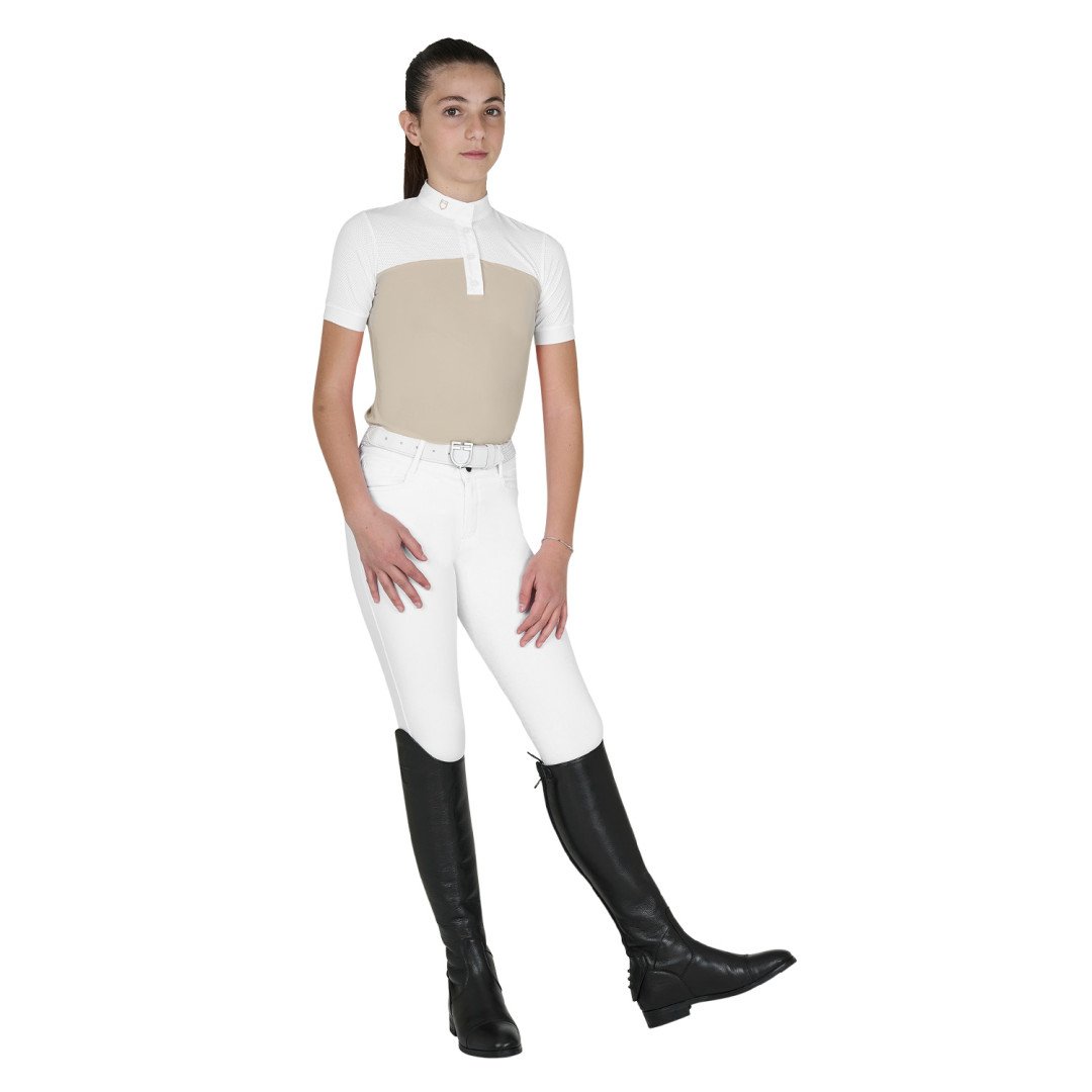 Polo de compétition pour filles, fit slim en tissu perforé