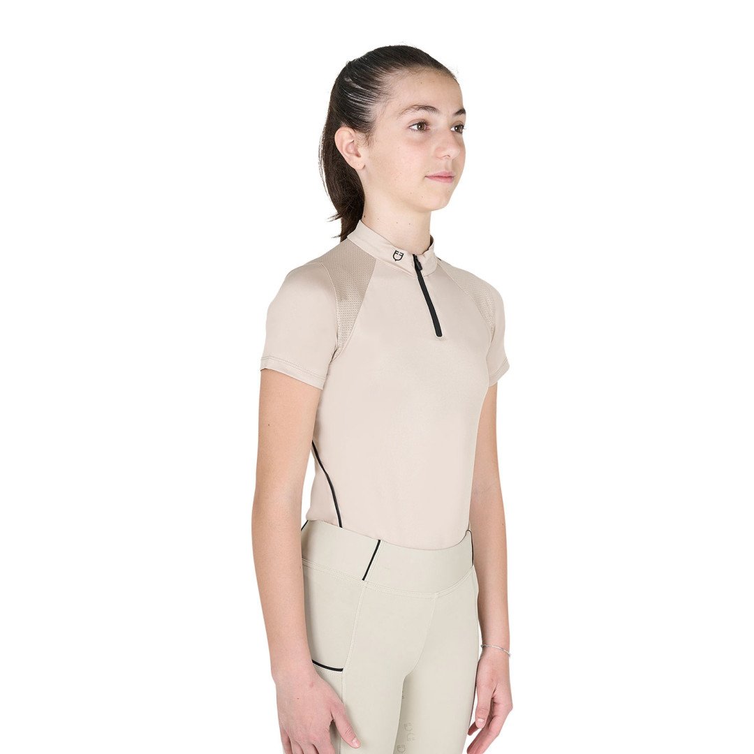 Polo d'entraînement technique junior à manches courtes et fermeture éclair