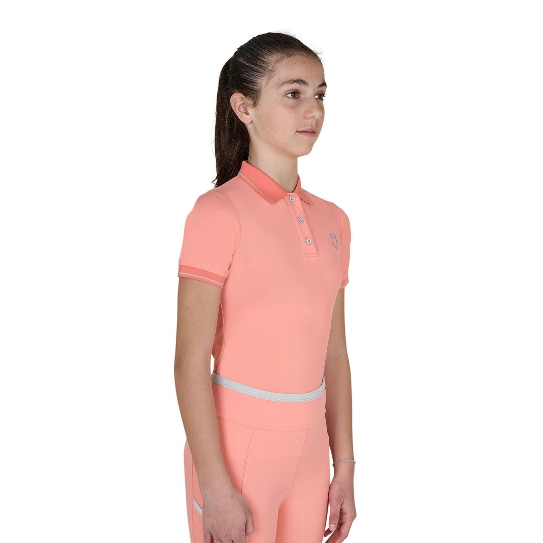 Polo bambini slim fit in tessuto tecnico antibatterico