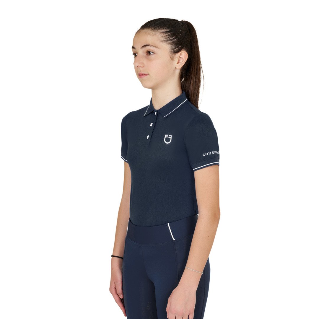 Polo bambini slim fit in tessuto tecnico antibatterico