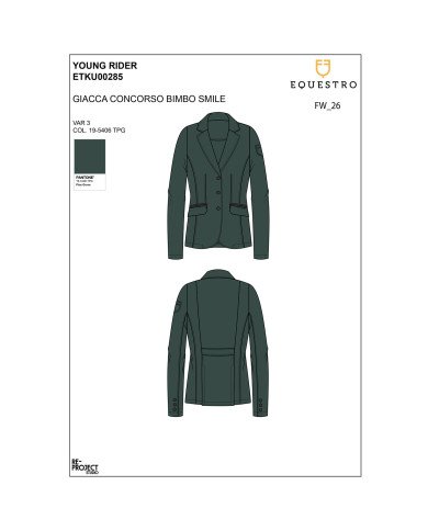 slim fit three-button children's competition jacket