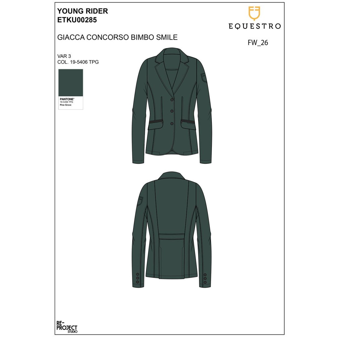 slim fit three-button children's competition jacket