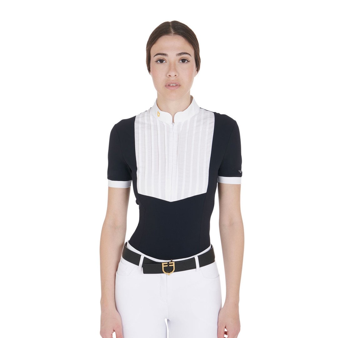 Polo en coton plissé fit slim femme