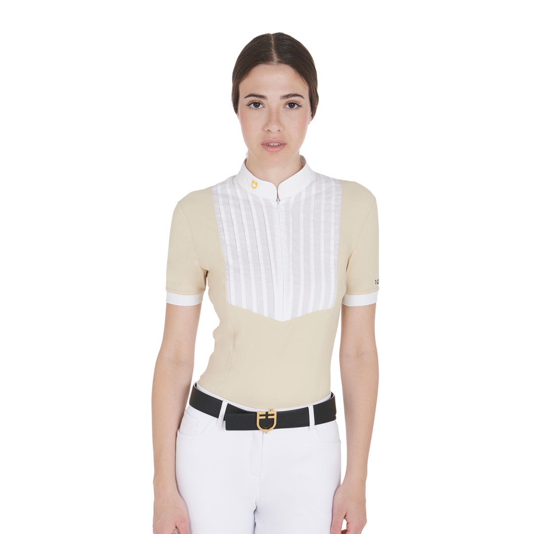 Polo en coton plissé fit slim femme