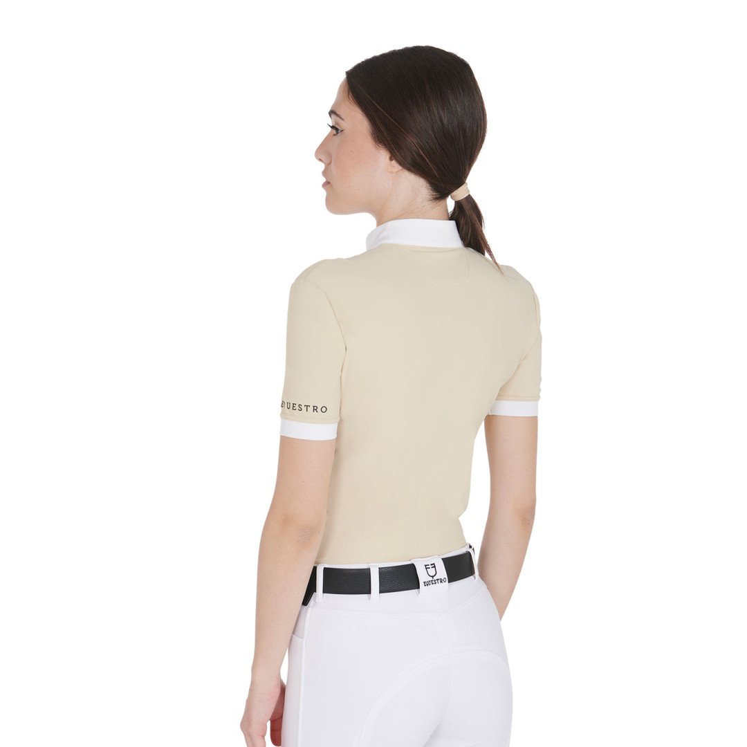 Polo en coton plissé fit slim femme