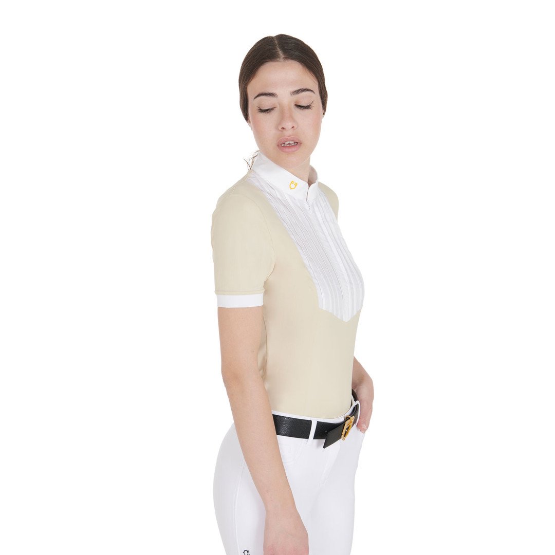 Polo en coton plissé fit slim femme