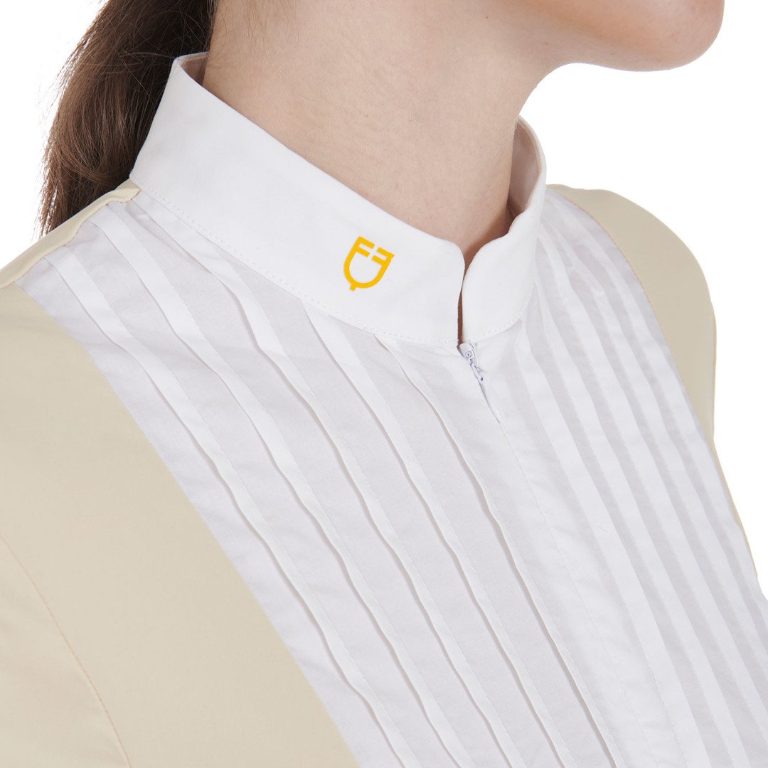 Polo en coton plissé fit slim femme