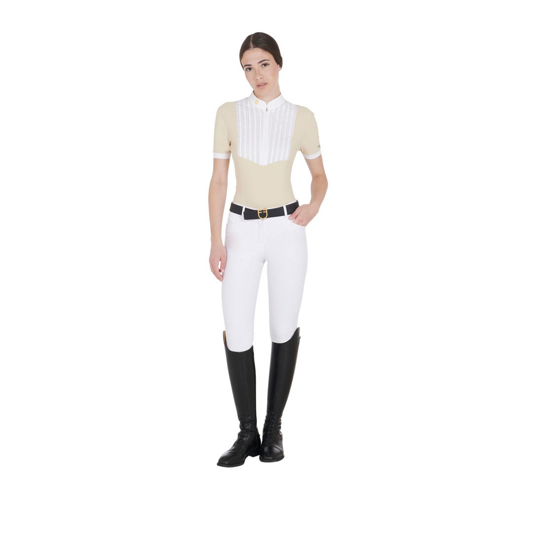 Polo en coton plissé fit slim femme