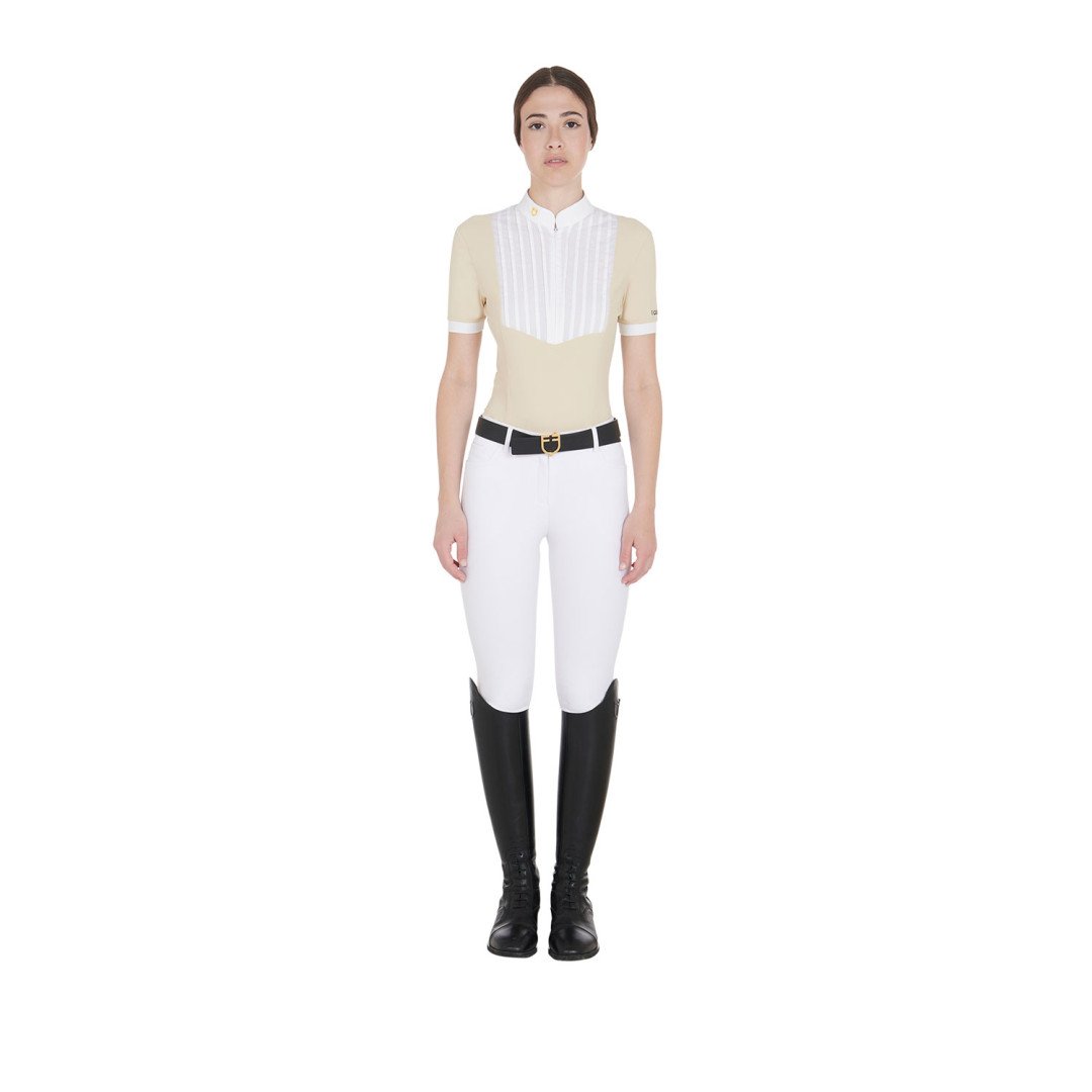 Polo en coton plissé fit slim femme