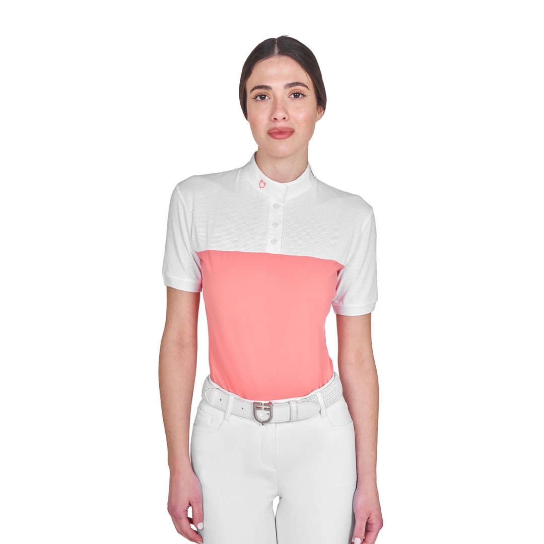 Damen-Poloshirt mit kurzen Knöpfen, 1/2 Mesh