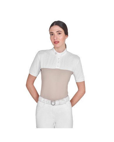 Polo donna slim fit tessuto tecnico e mesh