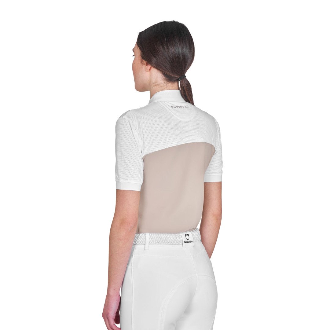 Damen-Poloshirt mit kurzen Knöpfen, 1/2 Mesh