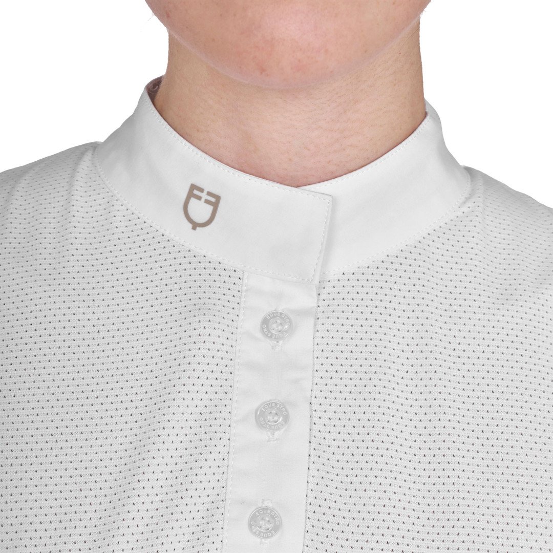 Polo femme à manches courtes et boutons, maille 1/2