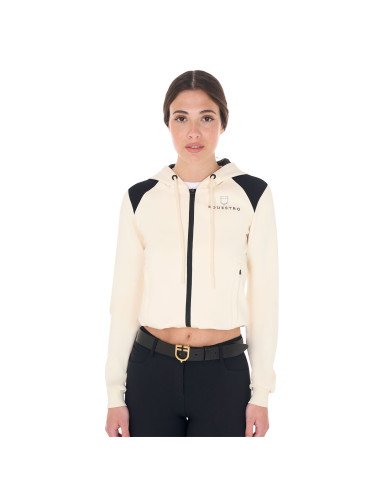 Felpa donna cropped con cappuccio