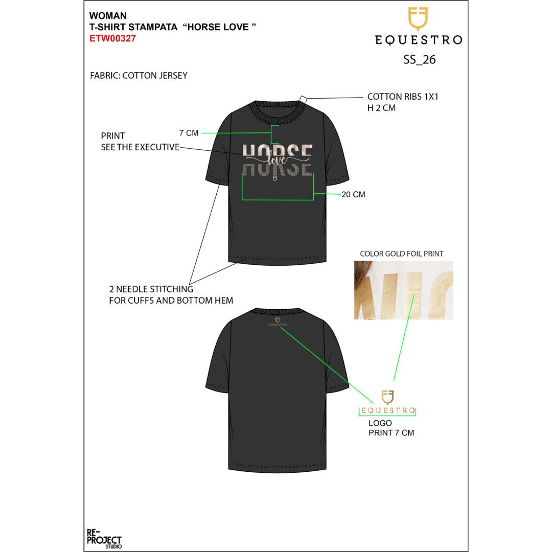 Equitation Anglaise T-shirt donna Horse Love in cotone 56,56&nbsp;€