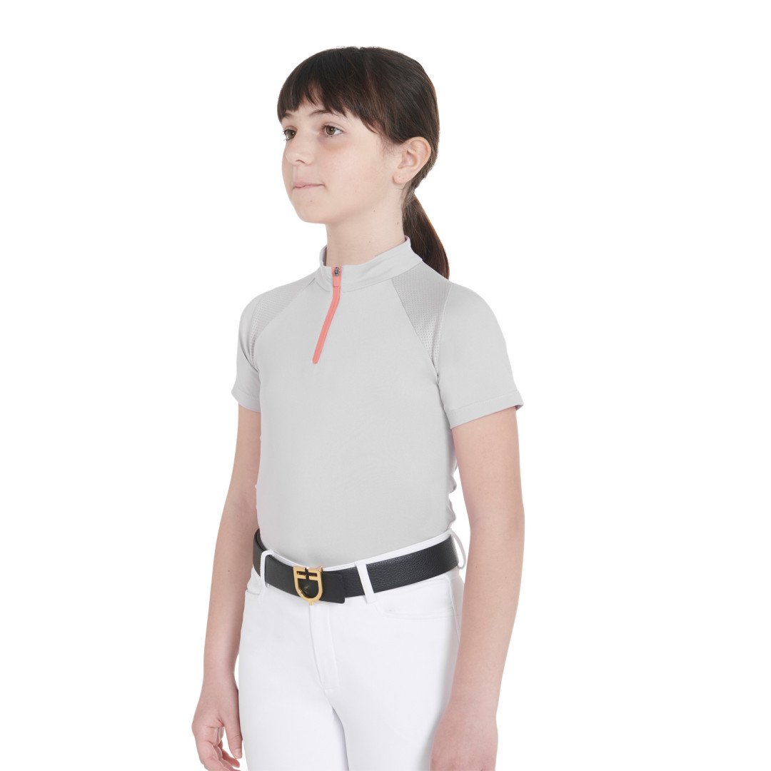 Polo d'entraînement technique junior à manches courtes et fermeture éclair