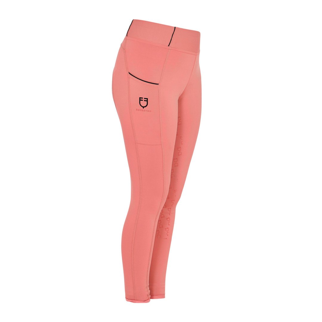 slim fit grip leggings for girls with logo
