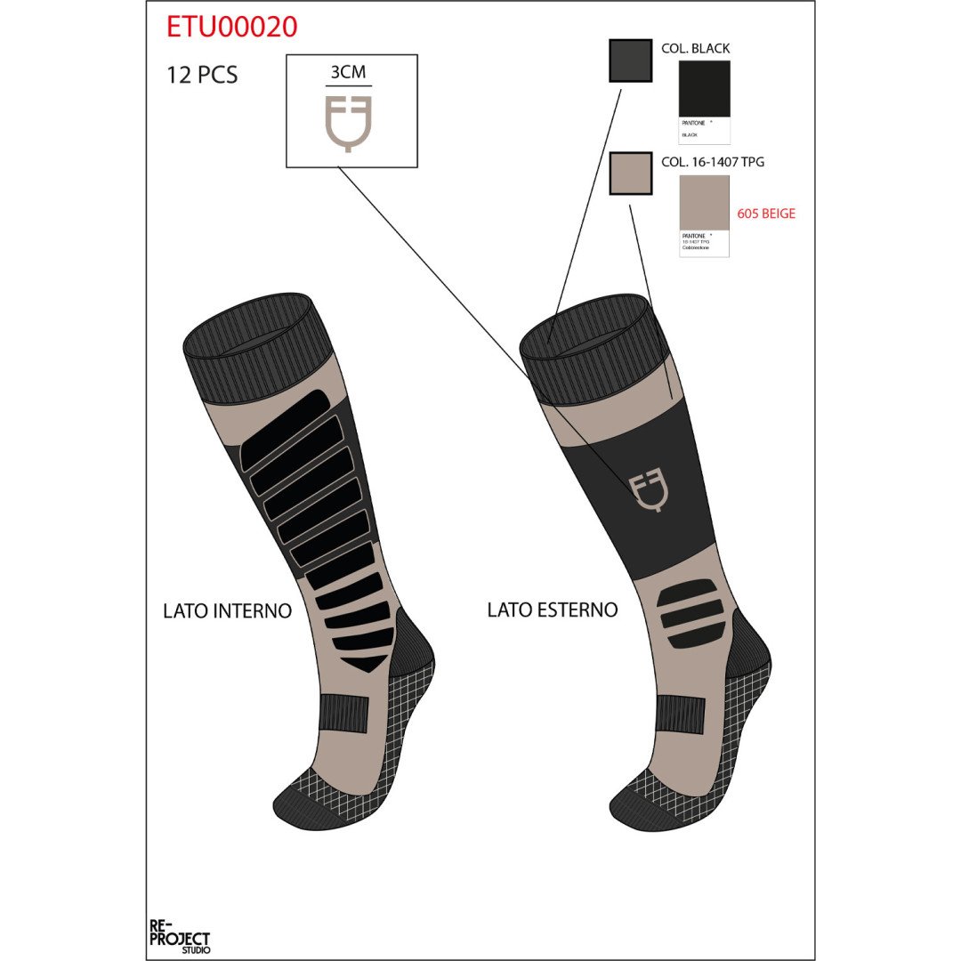Calza in tessuto tecnico e traspirante con logo