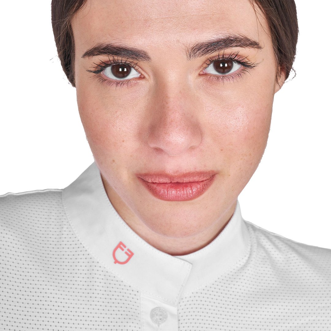 Polo femme à manches courtes et boutons, maille 1/2