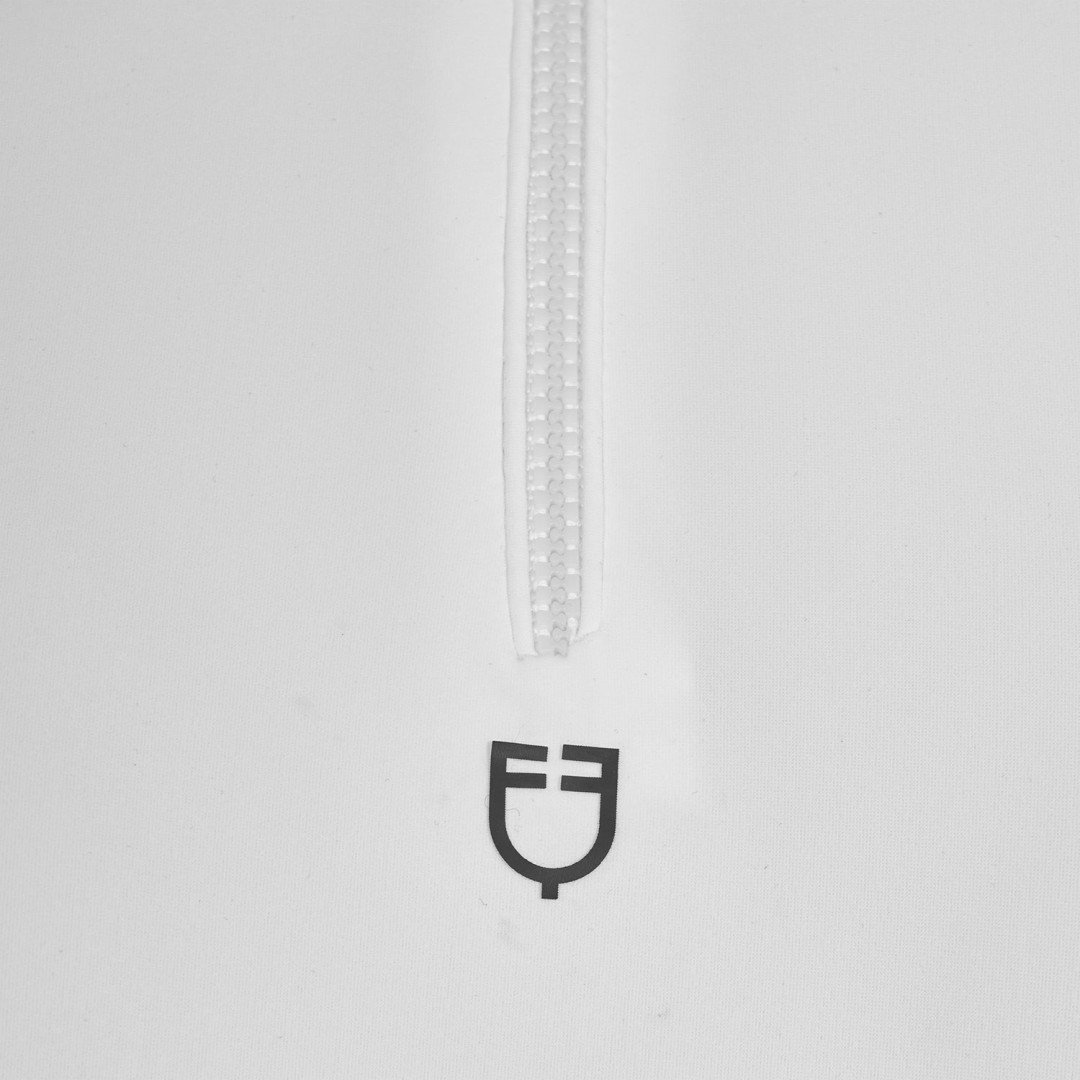 Polo training donna slim fit con zip e strass sul colletto