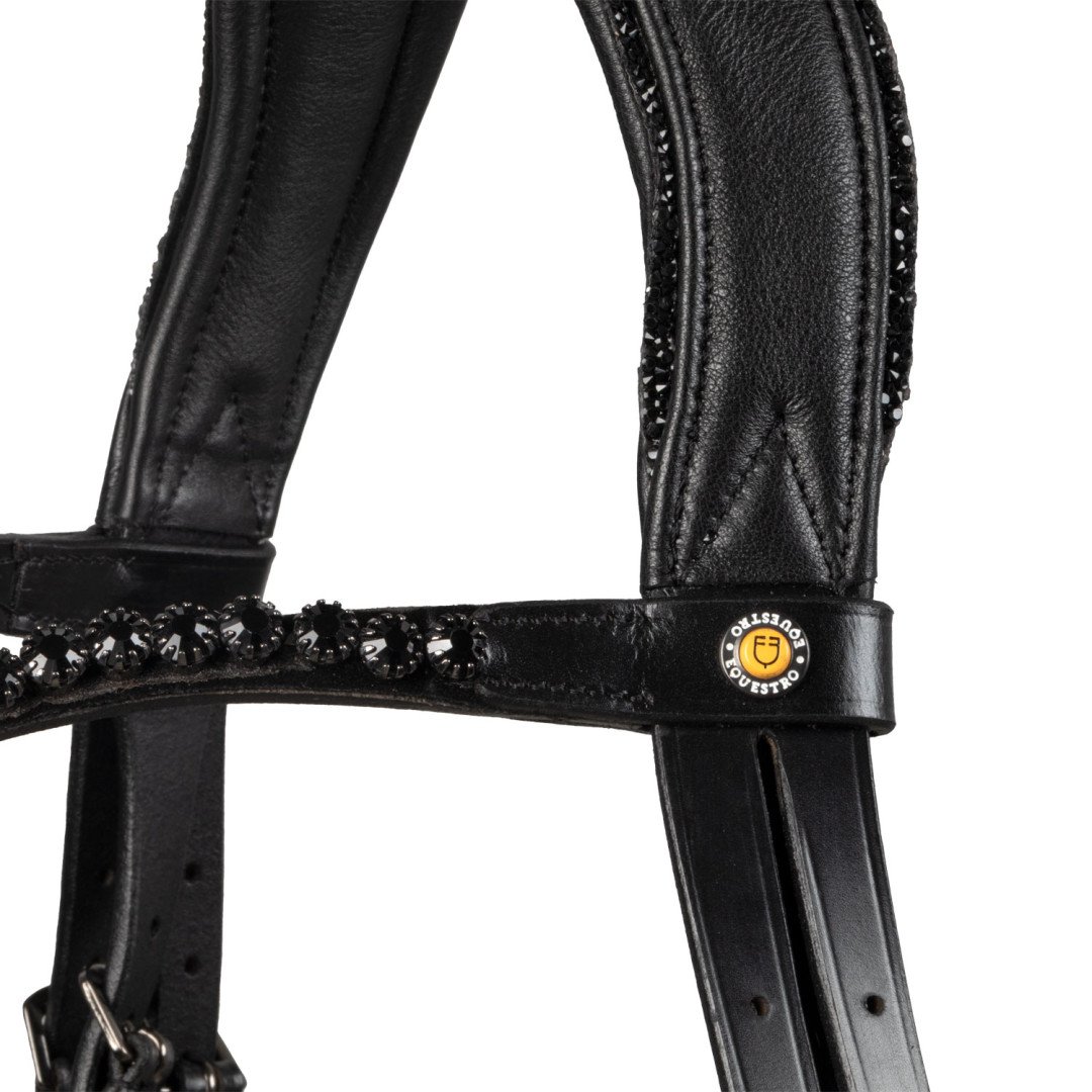 Testiera dressage anatomica in pelle con strass