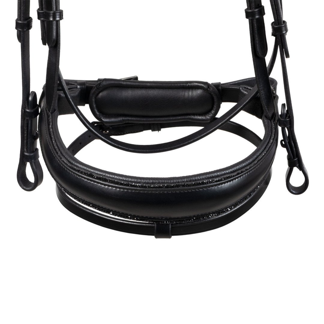 Testiera dressage anatomica in pelle con strass