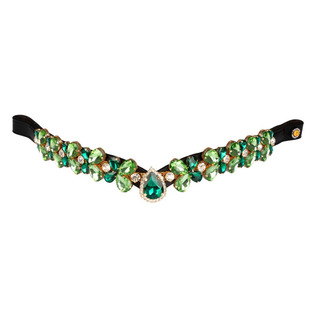 Frontalino Green Ray Crystal in cuoio