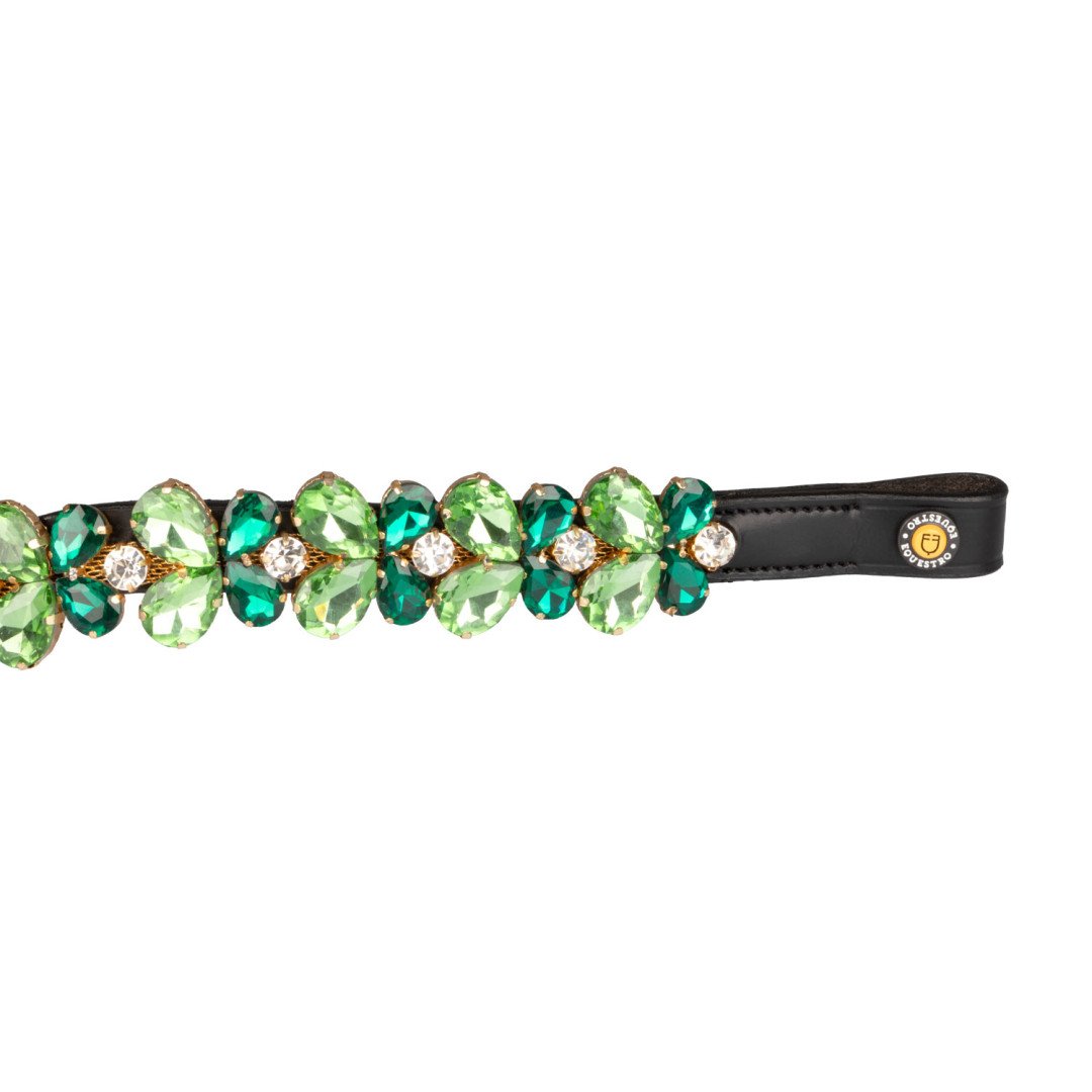 Frontalino Green Ray Crystal in cuoio