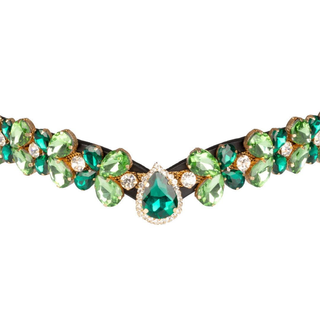 Frontalino Green Ray Crystal in cuoio