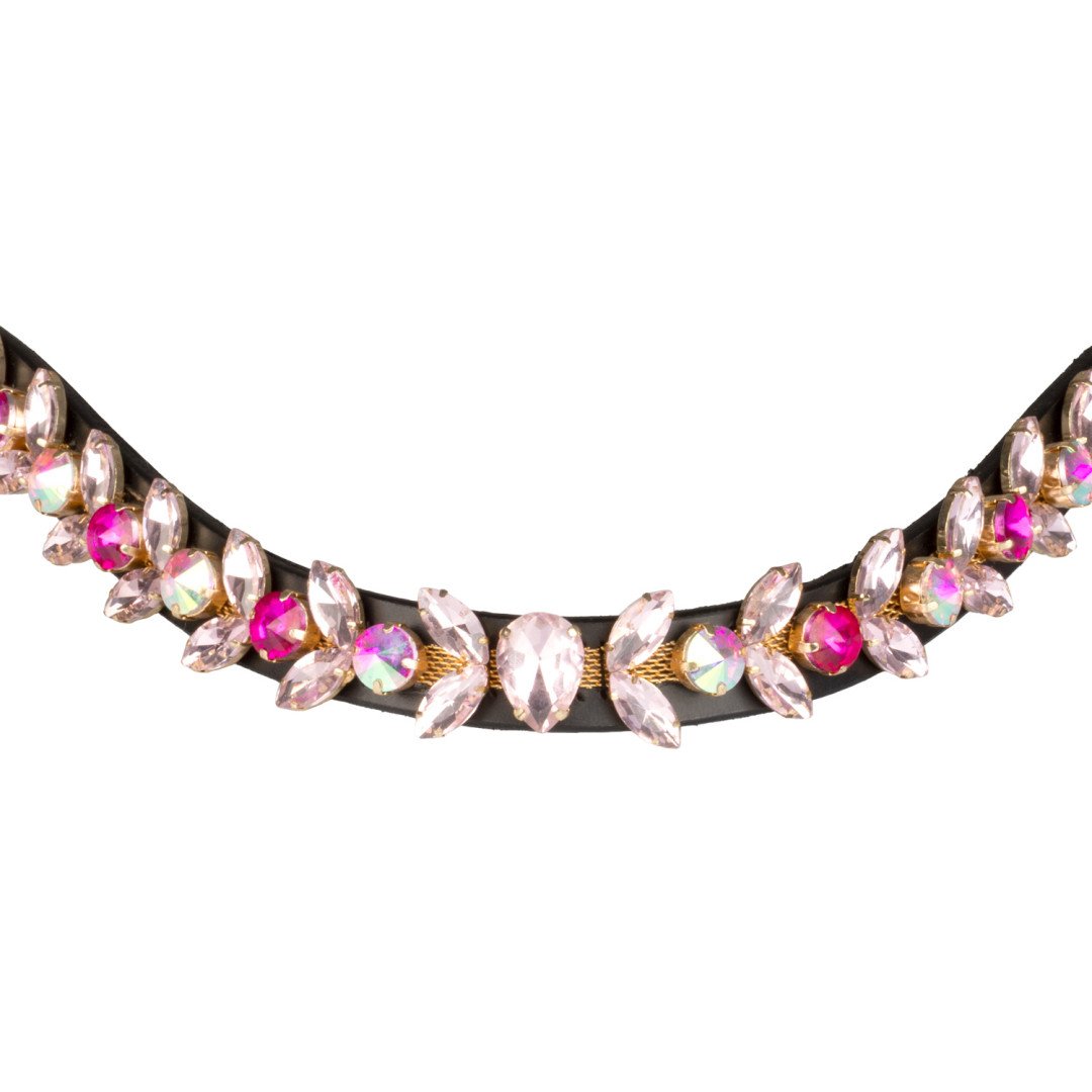 Frontalino Northern Lights Crystal in pelle