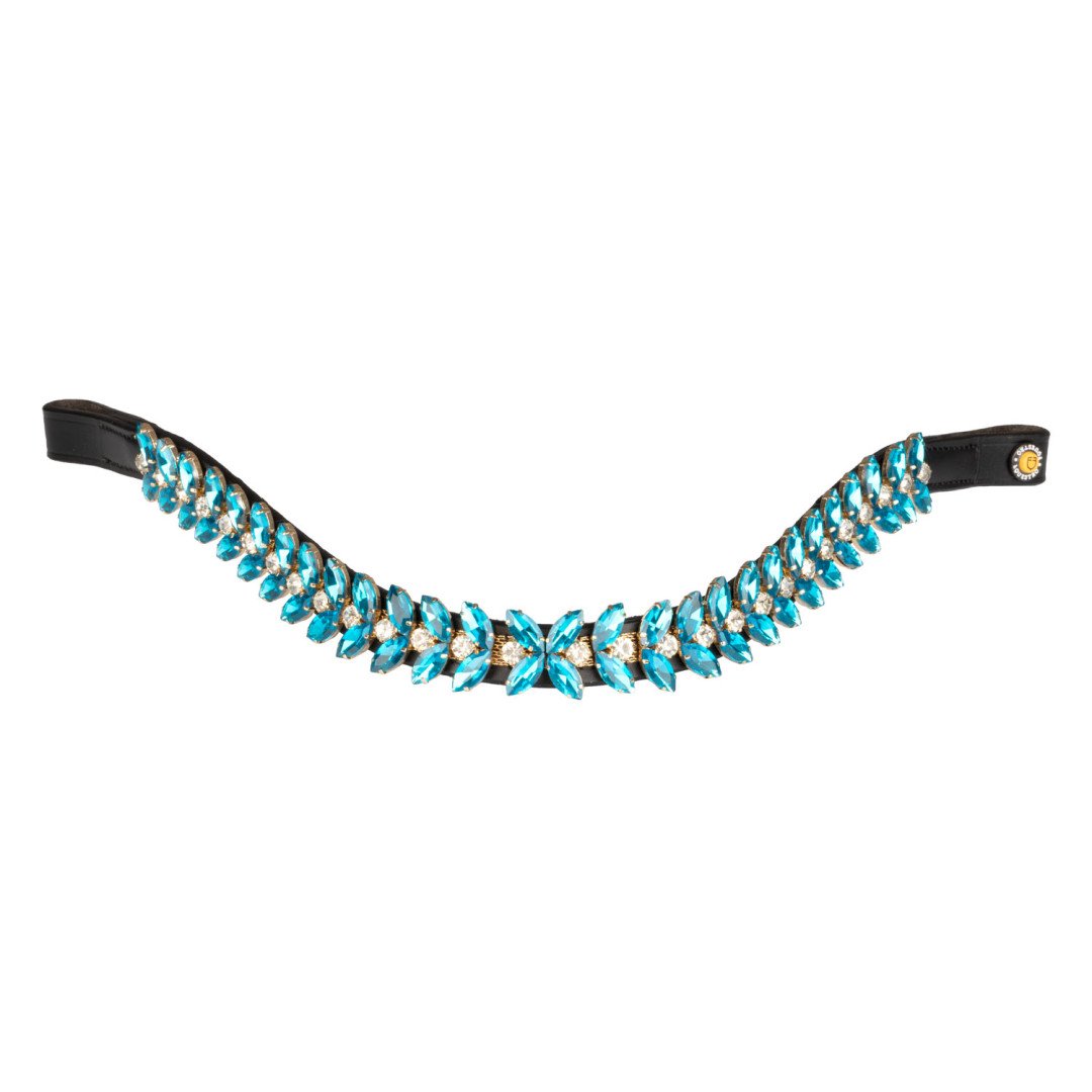 Frontalino Blue Jets Crystal in cuoio
