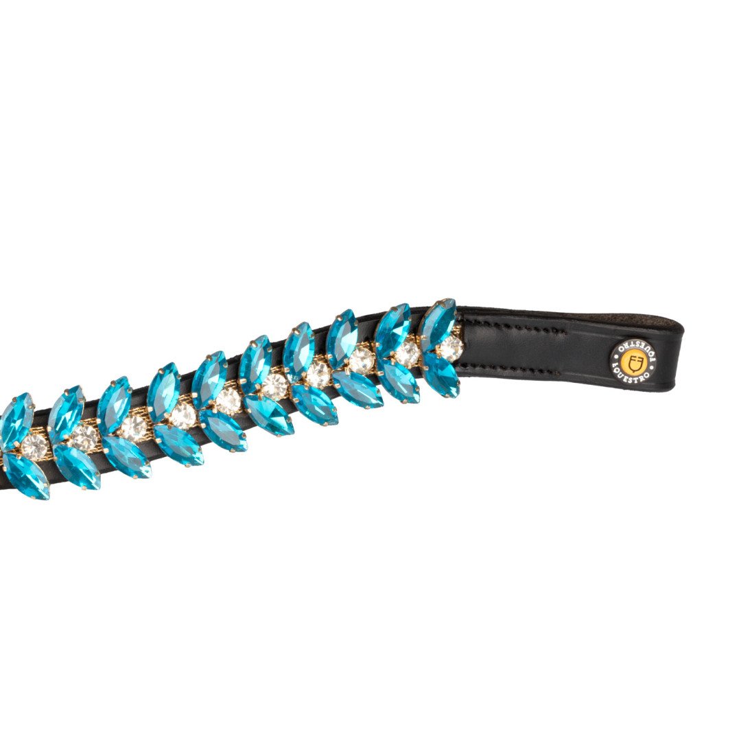 Frontalino Blue Jets Crystal in cuoio