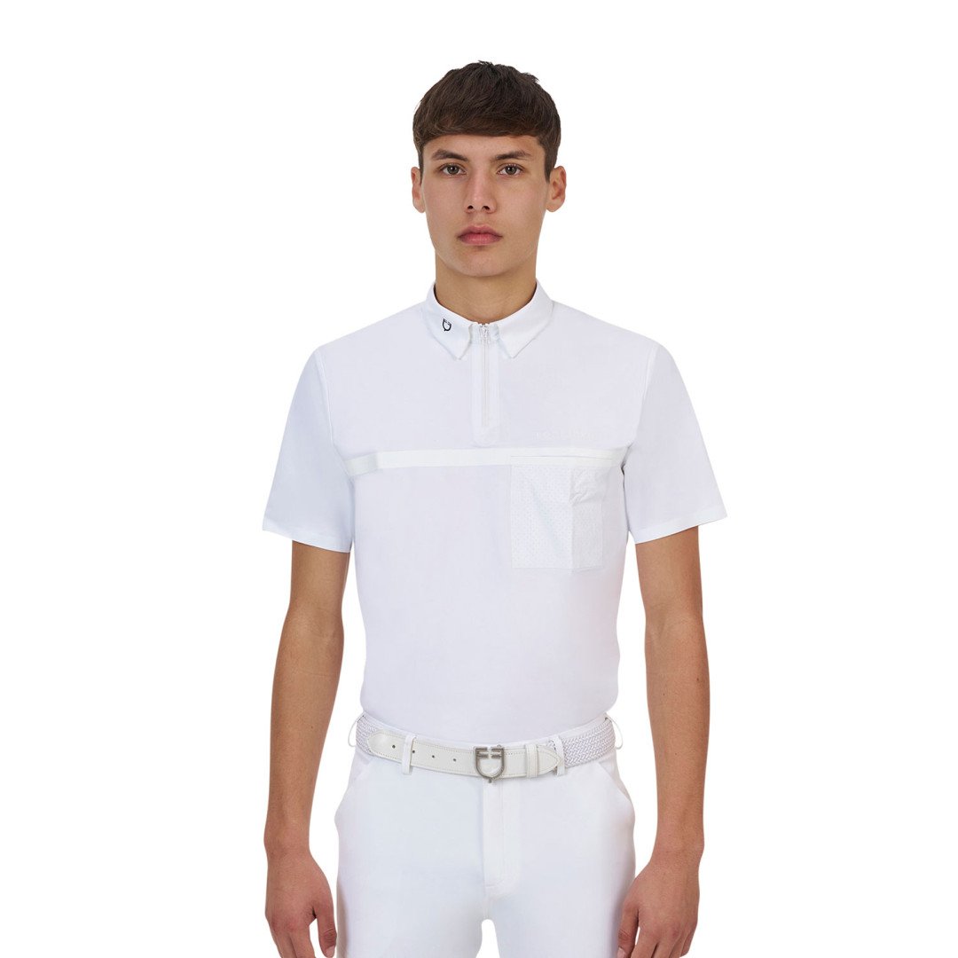 Polo concorso uomo Equestro Ridertechnology manica corta bottoni