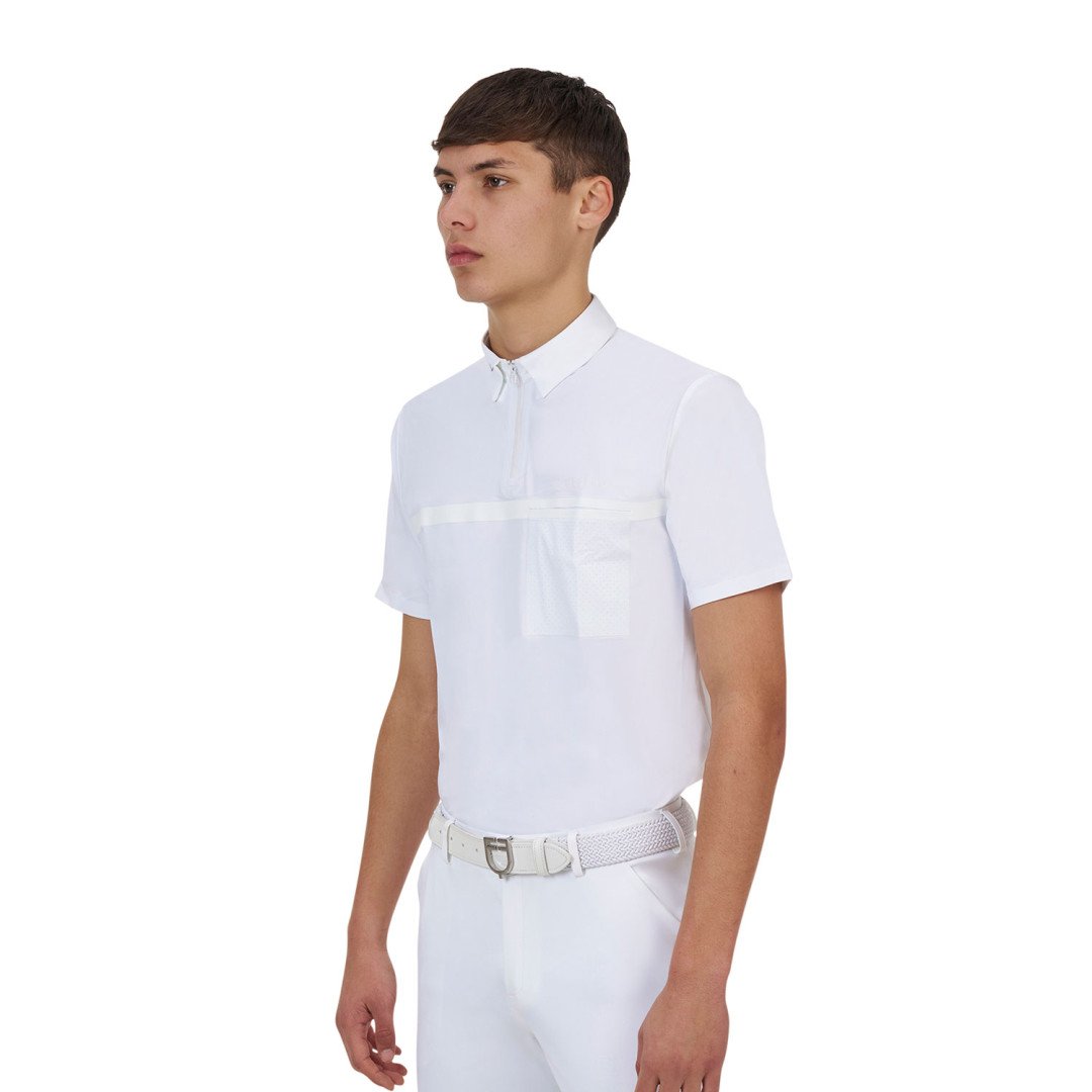 Polo concorso uomo Equestro Ridertechnology manica corta e zip