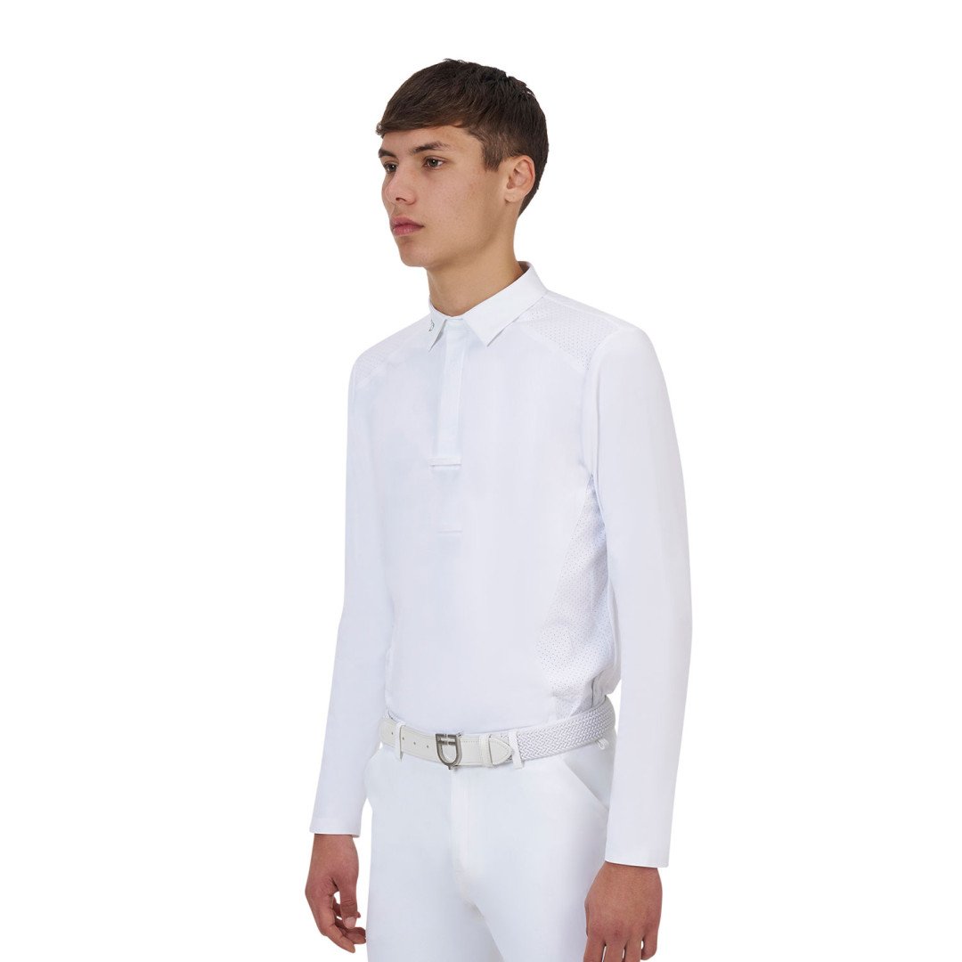 Polo concorso uomo Equestro Ridertechnology manica lunga bottoni
