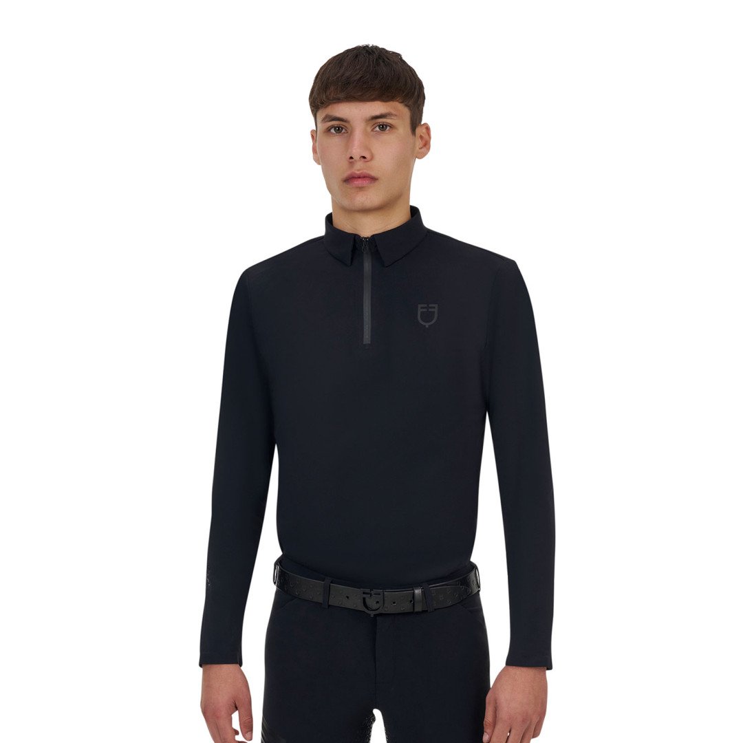 Polo allenamento uomo Equestro Ridertechnology maniche corte e zip