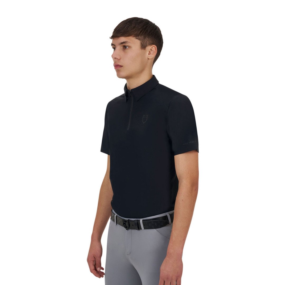 Polo allenamento uomo Equestro Ridertechnology maniche corte e zip