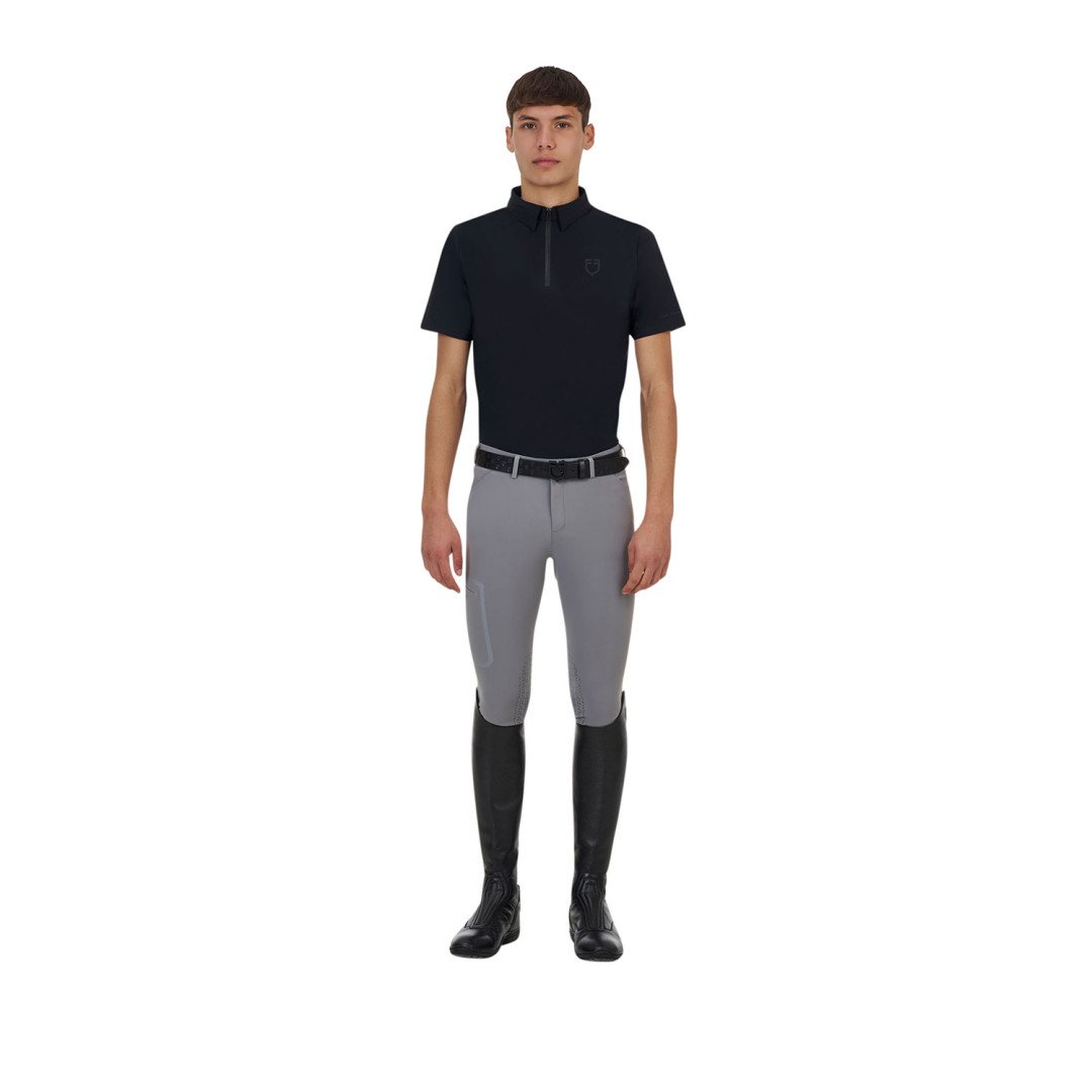 Polo allenamento uomo Equestro Ridertechnology maniche corte e zip