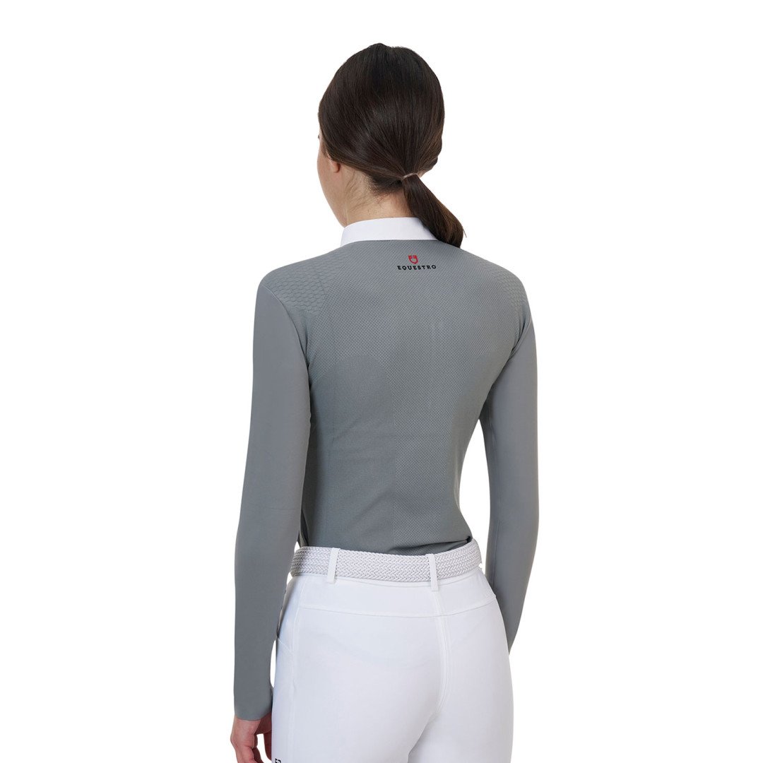 Polo concorso donna Equestro Ridertechnology manica lunga e zip