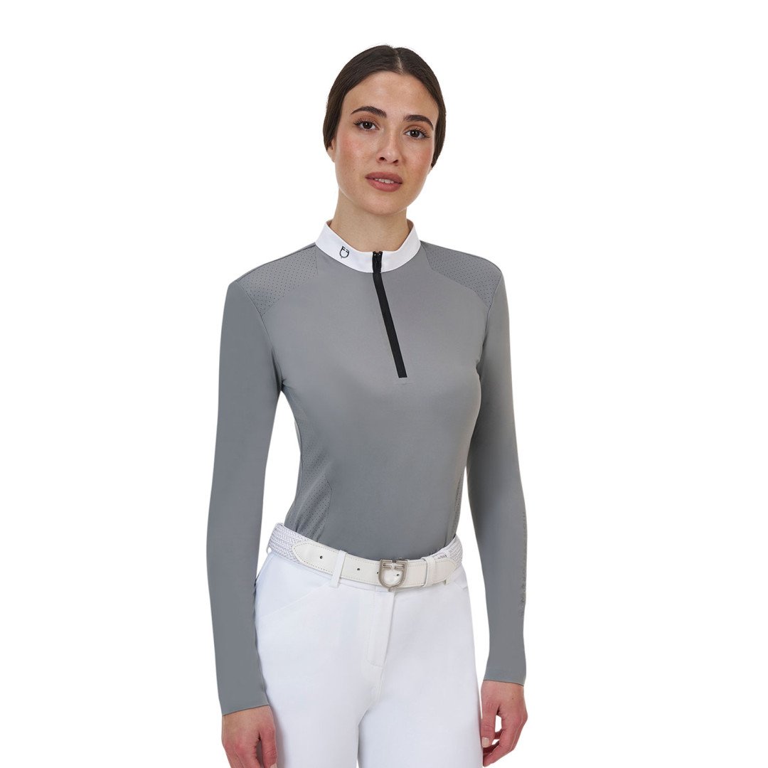 Polo concorso donna Equestro Ridertechnology manica lunga e zip