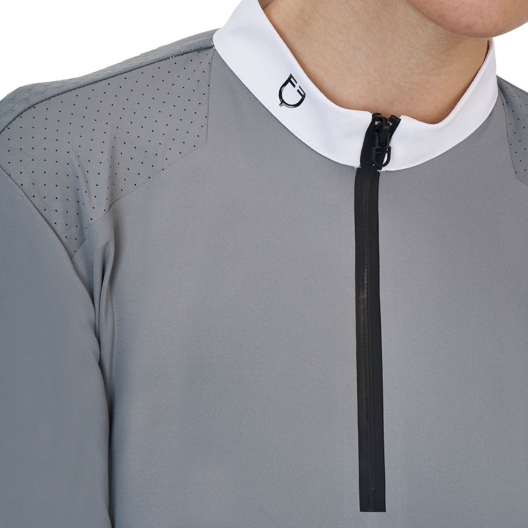 Polo concorso donna Equestro Ridertechnology manica lunga e zip