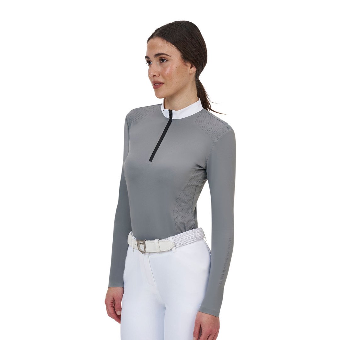 Polo concorso donna Equestro Ridertechnology manica lunga e zip