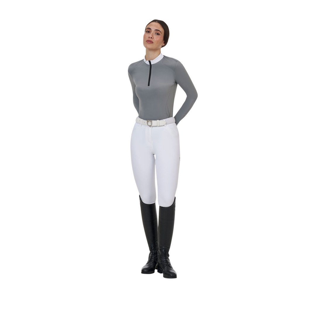 Polo concorso donna Equestro Ridertechnology manica lunga e zip